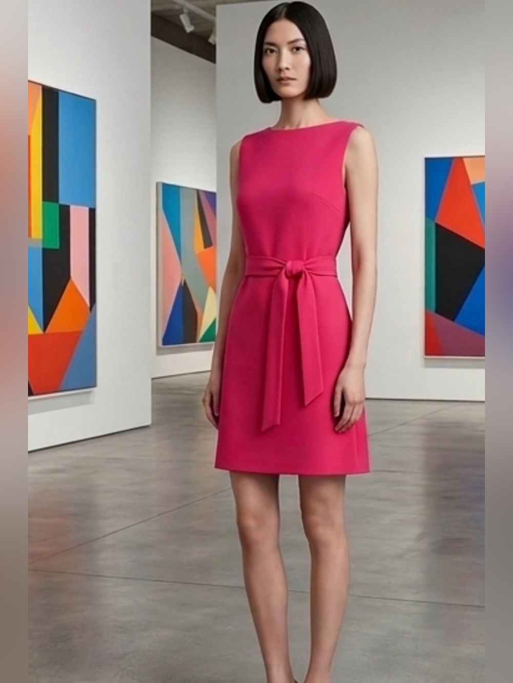 New Oscar De La Renta Fuschsia Wool Bland Dress. Made in Italy. Pre-spring 2023